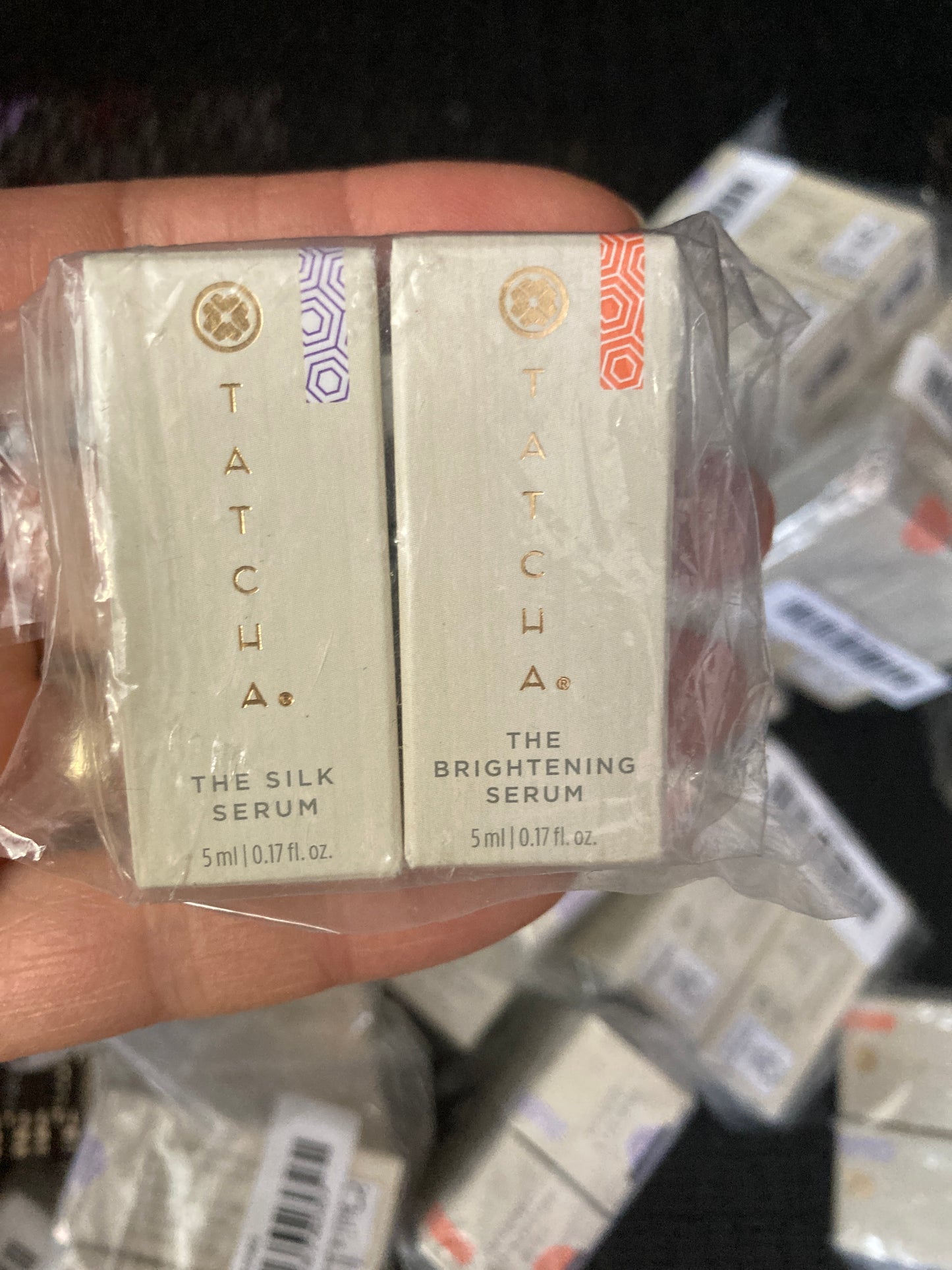 Tatcha silk serum and brightening serum set 5ml/ each . $10 each set. Set of 10.