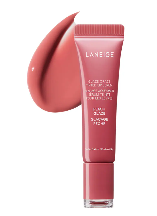 LANEIGE Glaze Craze Tinted Polypeptide Lip Serum Peach+ Raspberry. Set 0f 6.