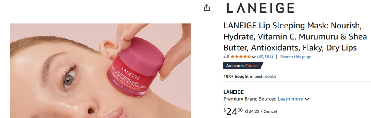 LANEIGE Lip Sleeping Mask EX, Berry, Full size, Set of 10 jars.